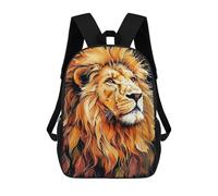 sinyumoney Majestic Lion Portrait Children's School Backpack 3D Printed for Kids Travel Rucksacks Book Bags for Boys Elementary School Students 17inch