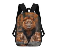 sinyumoney Majestic Lion Portrait in Autumn Setting 3D Printed Children's School Backpack for Kids High Capacity Travel Rucksacks 17 Inch Book Bags Kids