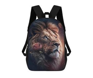 sinyumoney Majestic Lion Rose School Bags Water Resistant Travel Backpack Computer Bag for Campus Outdoor Travel Sports 17inch