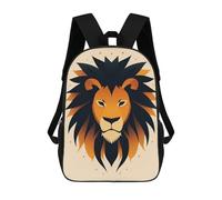 sinyumoney Majestic Lion Vector Portrait with Bold Mane Kids School Backpack School Bag 3D Printed School Bag for Boys Elementary And Middle School Students 17inch