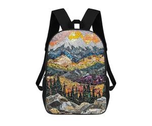 sinyumoney Majestic Mosaic Peaks School Backpack Rucksack Casual Daypacks School Work Travel Bag for Camping Outdoor Adventures And Daily Travel 17inch
