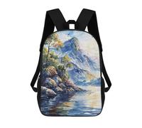 sinyumoney Majestic Mountain Lake School Backpack Large Water Resistant Laptop Backpack for Boys/Girls/Teenagers 17inch