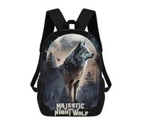 sinyumoney Majestic Night Wolf Backpack 3D Printed Children's School Backpack Kids Travel Backpacks High Capacity Book Bags Children's Backpack Rucksack 17inch