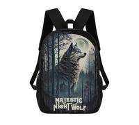 sinyumoney Majestic Night Wolf V1 Backpacks Kids School Backpack School Bag 3D Printed School Bag for Boys Elementary And Middle School Students 17inch