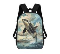 sinyumoney Majestic Orca Rising School Backpack Schoolbags For Girls Boys Backpack With Pocket Fashion School Bag Kids Backpack 17inch