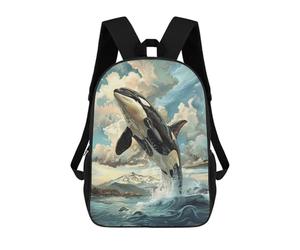 sinyumoney Majestic Orca Rising School Backpack Schoolbags For Girls Boys Backpack With Pocket Fashion School Bag Kids Backpack 17inch