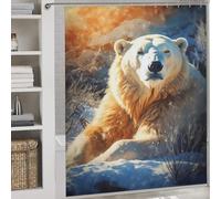 sinyumoney Majestic Polar Bear Thicken Durable Polyester Modern Fabric Bathroom Decor Set for Bathtub Shower Stall 69.69x70.87Inch（177x180cm）