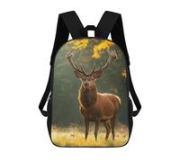 sinyumoney Majestic Red Deer Stag 3D Printed 17inch Kids School Backpack School Bag Fashion Rucksacks for Boys Elementary And Middle School Students