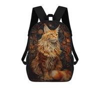 sinyumoney Majestic Red Tabby Maine Coon Cat Portrait with Floral Background Backpack School Bag Work Laptop Backpack Rucksack Bag for Teenage Girls Boys Women Men 17inch