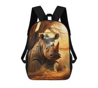sinyumoney Majestic Rhinoceros Kids School Backpack School Bag 3D Printed School Bag for Boys Elementary And Middle School Students 17inch