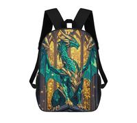 sinyumoney Majestic Stained Dragon School Bag Backpack Teen Schoolbag 3D Printing Adjustable Schoolbag Fashion Pocket Bag for Kids Boys Girls Students And Teenagers Fans 17inch