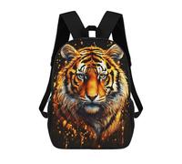 sinyumoney Majestic Tiger Portrait with Golden Splatters School Backpack Daypacks Business Backpack Water Resistant Bookbag - Perfect for Travel, Work And Daily Use 17inch