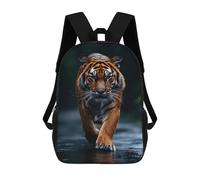 sinyumoney Majestic Tiger Walking Forward Kids School Backpack 17 Inch School Bag 3D Printed School Bag for Boys Elementary And Middle School Students