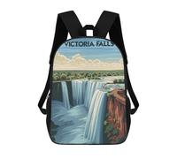 sinyumoney Majestic Victoria Falls Children's Backpack, 3D Printed School Backpack, Backpack for Boys Girls, Adjustable School Bag for Primary School 17inch