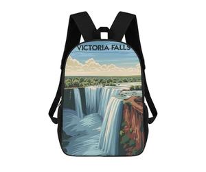 sinyumoney Majestic Victoria Falls Children's Backpack, 3D Printed School Backpack, Backpack for Boys Girls, Adjustable School Bag for Primary School 17inch