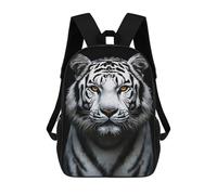 sinyumoney Majestic White Tiger Portrait on Black 17inch School Bag 3D Printed Children's School Backpack Casual Fashion Travel Backpacks for Kids School Students