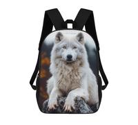 sinyumoney Majestic White Wolf Portrait Children's 17 Inch School Backpack 3D Printed Casual Daypacks for Kids Travel Rucksacks Book Bags Kids School Bag