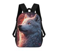 sinyumoney Majestic White Wolf Portrait with Glowing Eyes Kids Backpack 17 Inch School Bag 3D Printed Cartoon School Backpacks for Boys And Teenager School Students