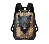 sinyumoney Majestic Wolf Portrait 3D Printed 17 Inch School Backpack Children's Backpacks 3D Printed Cool Knapsack for Boys Elementary And Middle