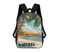 sinyumoney Maldives Paradise Huts Children's Backpacks School Backpack 3D Printed Backpack for Kids Travel Rucksacks Book Bags Kids School Bag 17inch