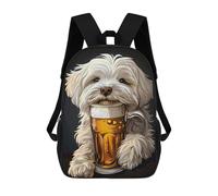 sinyumoney Maltese Beer Backpack School Bag Rucksack for Girls Boys Backpacks Large Capacity Kids Back Pack Lightweight School Bags for Children Students 17inch