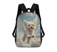 sinyumoney Maltese Dog with Angel Wings Pet Sympathy Gift Dog with Wings Backpack School Bag Secondary Causal Travel High School Bags for School/Work/Travel 17inch
