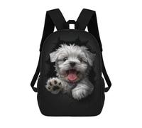 sinyumoney Maltese Kids' Backpack 3D Printing School Bag Boys Cool Daypacks Casual Knapsack Fun Back Bag for Kids And Teenager 17inch