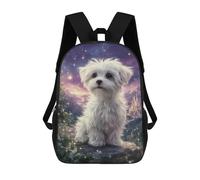 sinyumoney Maltese Puppy in Fantasy Landscape Backpack School Lightweight Airport College Students Back Pack for Campus Outdoor Travel Sports 17inch