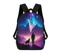 sinyumoney Man And Dog Stargazing Backpack 3D Printed Children's School Backpack for Kids High Capacity Travel Rucksacks Book Bags Kids School Bag Back Pack 17inch