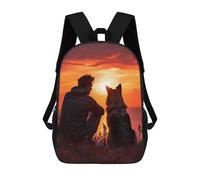 sinyumoney Man And Dogs Friendship School Backpack Work Laptop Backpack Rucksack Bag for Camping Outdoor Adventures And Daily Travel 17inch