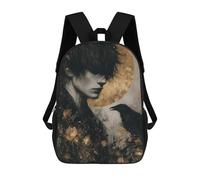 sinyumoney Man And Raven in Golden Moonlight Backpacks Kids School Backpack School Bag 3D Printed School Bag for Boys Elementary And Middle School Students 17inch