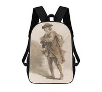 sinyumoney Man in A Hat with A Bag 3D Printed 17inch Kids School Bag Rucksacks Children's School Fashion Casual Back Pack High Capacity Travel Book Bags