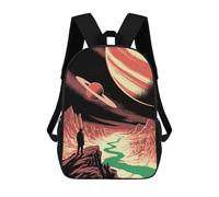 sinyumoney Man on Alien Planet with Planets Backpack School Water Resistant Travel Backpack Computer Bag for Girls Boys Teenage 17inch