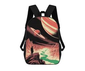 sinyumoney Man on Alien Planet with Planets Backpack School Water Resistant Travel Backpack Computer Bag for Girls Boys Teenage 17inch