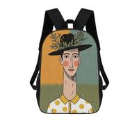 sinyumoney Man with Hat And Polka Dots Backpacks Kids School Backpack School Bag 3D Printed School Bag for Boys Elementary And Middle School Students 17inch