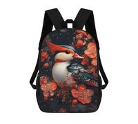 sinyumoney Mandarin Duck with Orange Flowers Children's Backpack, 17 Inch 3D Printed School Backpack, Backpack Cartoon Adjustable School Bag for Primary School