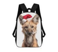 sinyumoney Maned Wolf Christmas Portrait Backpack School Bag Lightweight Casual Daypack School Backpacks for Girl, Teen Girls 17inch
