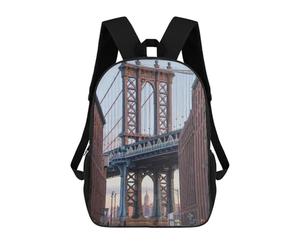 sinyumoney Manhattan Bridge Reflections Backpack School Lightweight Casual Daypack School Backpacks for Teenage Girls Boys Women Men 17inch