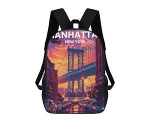 sinyumoney Manhattan District Rucksack Fashion Stationery Backpack Waterproof Casual Daypacks for Teenage Girls Boys Women Men 17inch
