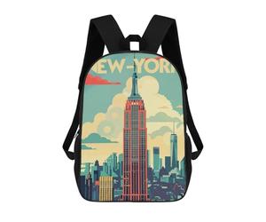 sinyumoney Manhattan Retro Poster Backpack School Bag Large Water Resistant Laptop Backpack for Girls Boys Teenage 17inch