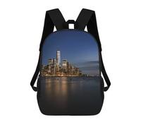 sinyumoney Manhattan Skyline School Bags Daypacks Business Backpack Water Resistant Bookbag for Boys/Girls/Teenagers 17inch