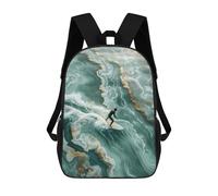 sinyumoney Marbel Gold Gilded Surf 3D Printed 17 Inch School Backpack Children's Backpacks 3D Printed Cool Knapsack for Boys Elementary And Middle