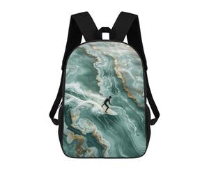 sinyumoney Marbel Gold Gilded Surf Backpack School Lightweight Airport College Students Back Pack for School/Work/Travel 17inch