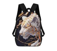 sinyumoney Marble Tiger with Golden Accents Rucksack Daypacks Business Backpack Water Resistant Bookbag for Girl, Teen Girls 17inch