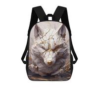 sinyumoney Marble Wolf Head with Gold Accents School Bags Large Water Resistant Laptop Backpack for Boys/Girls/Teenagers 17inch