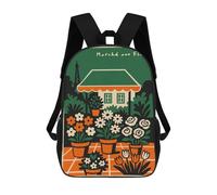 sinyumoney Marché Aux Fleurs Floral Illustration Kids School Backpack 17 Inch School Bag 3D Printed School Bag for Boys Elementary And Middle School Students