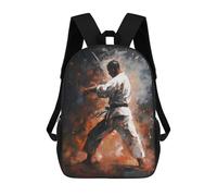 sinyumoney Martial Artist Painting School Bag Backpack Teen Schoolbag 3D Printing Adjustable Schoolbag Fashion Pocket Bag for Kids Boys Girls Students And Teenagers Fans 17inch