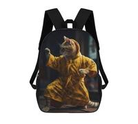 sinyumoney Martial Arts Karate Cat Kids Backpacks Children Bag,Anime Bag,Large Capacity Kids Backpack, 3D Printed Children's,Student Schoolbag,Kids Boys Girls School Bag 17inch
