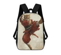 sinyumoney Martial Arts Kung Fu Shaolin Cat Kids Backpack, Kids School Bag 3D Printed School Backpacks for Boys And Teenager School Students 17inch