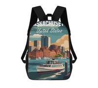 sinyumoney Massachusetts Cityscape Backpack School Water Resistant Travel Backpack Computer Bag for School/Work/Travel 17inch